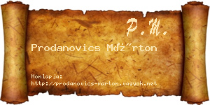 Prodanovics Márton névjegykártya