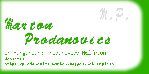 marton prodanovics business card